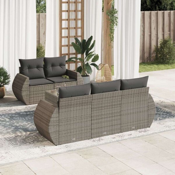 VidaXL Polyrattan Kerti Ülőgarnitúra - 6 részes - Szürke