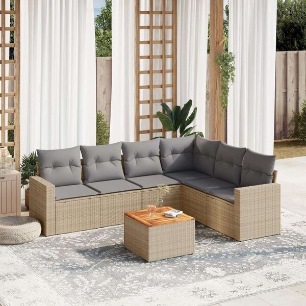 VidaXL Polyrattan Kerti Ülőgarnitúra - 7 részes, Bézs