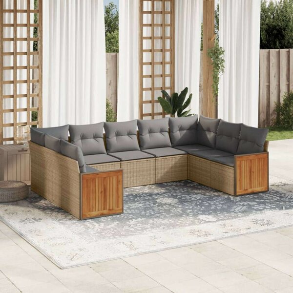 VidaXL Polyrattan Kerti Ülőgarnitúra - 9 részes - Bézs