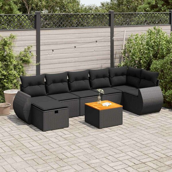 VidaXL Polyrattan Kerti Ülőgarnitúra - 8 részes - Fekete