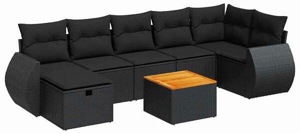 VidaXL Polyrattan Kerti Ülőgarnitúra - 8 részes - Fekete