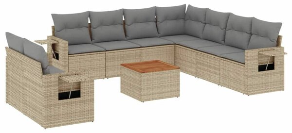 VidaXL Polyrattan Kerti Ülőgarnitúra - 10 részes, Bézs