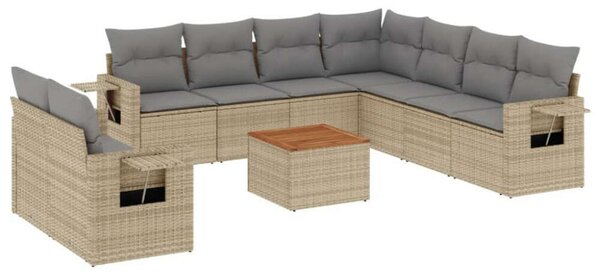 VidaXL Polyrattan Kerti Ülőgarnitúra - 10 részes, Bézs