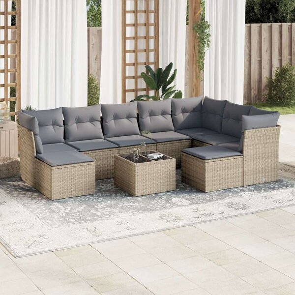 VidaXL Polyrattan Kerti Ülőgarnitúra - 10 részes - Bézs