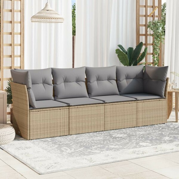 VidaXL Polyrattan Kerti Ülőgarnitúra - 4 részes - Bézs