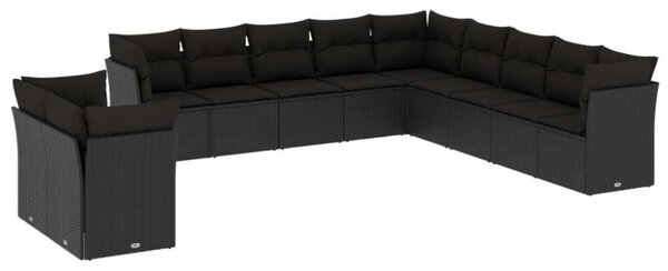 VidaXL Polyrattan Kerti Ülőgarnitúra - 11 részes - Fekete