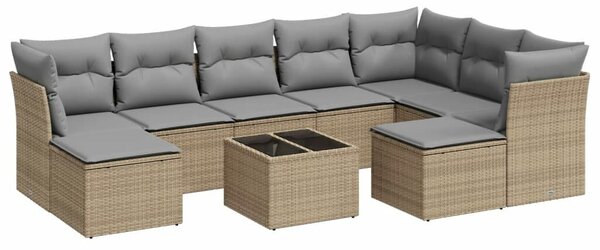 VidaXL Polyrattan Kerti Ülőgarnitúra - 10 részes - Bézs