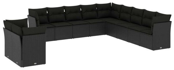 VidaXL Polyrattan Kerti Ülőgarnitúra - 11 részes - Fekete