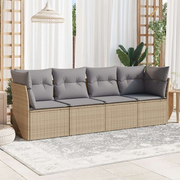 VidaXL Polyrattan Kerti Ülőgarnitúra - 4 részes - Bézs