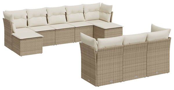 VidaXL Polyrattan Kerti Ülőgarnitúra - 10 részes - Bézs