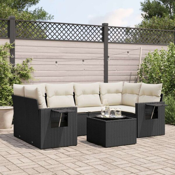VidaXL Polyrattan Kerti Ülőgarnitúra - 7 részes - Fekete