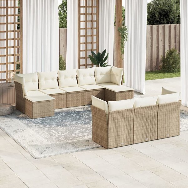 VidaXL Polyrattan Kerti Ülőgarnitúra - 10 részes - Bézs