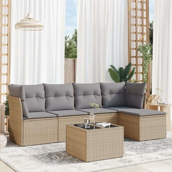 VidaXL Polyrattan Kerti Ülőgarnitúra - 6 részes - Bézs