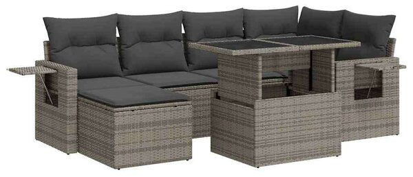 VidaXL Polyrattan Kerti Ülőgarnitúra - 7 részes - Szürke
