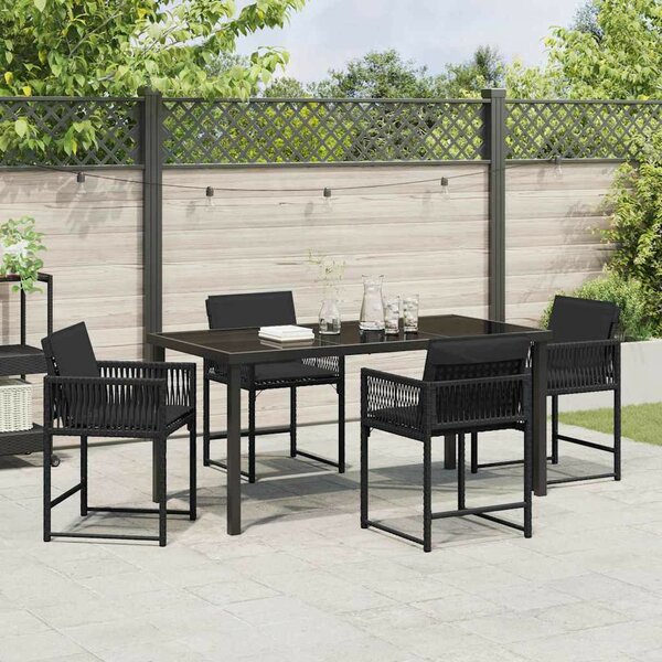 Kert étkező szett 5 pcs Fekete polirattan