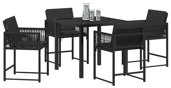Kert étkező szett 5 pcs Fekete polirattan