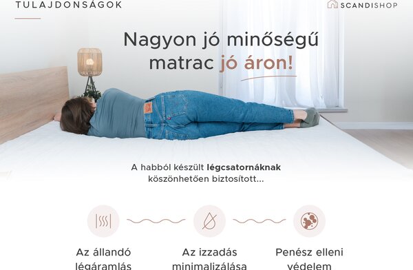 Hab matrac DELUXE 90 x 200 cm Matracvédő: Matracvédő nélkül