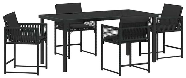 Kert étkező szett 5 pcs Fekete polirattan