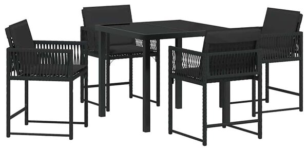 Kert étkező szett 5 pcs Fekete polirattan