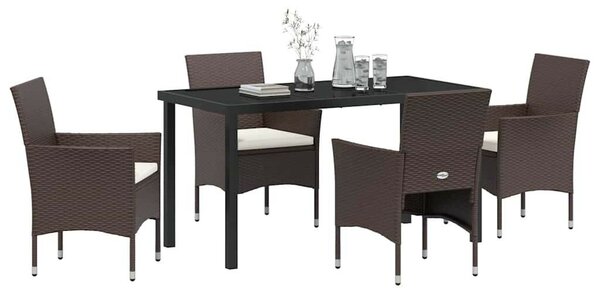 Kert étkező szett párnával 5 pcs Barna polirattan