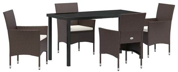 Kert étkező szett párnával 5 pcs Barna polirattan