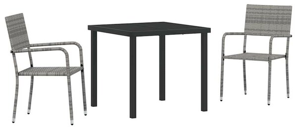 Kert étkező szett párnával 3 pcs Szürke polirattan