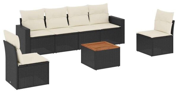 VidaXL 7 részes Kerti Ülőgarnitúra - Fekete Polyrattan