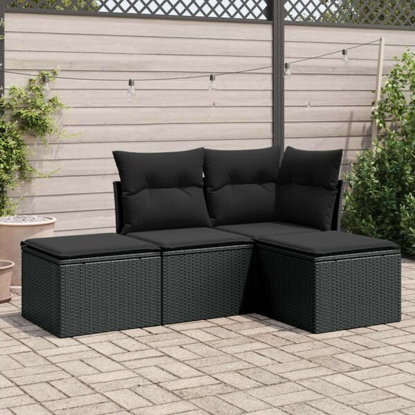 VidaXL Polyrattan Kerti Ülőgarnitúra - 4 részes - Fekete