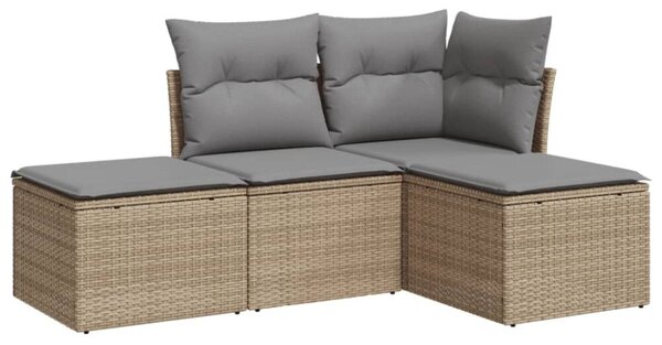 VidaXL Polyrattan Kerti Ülőgarnitúra - 4 részes - Fekete