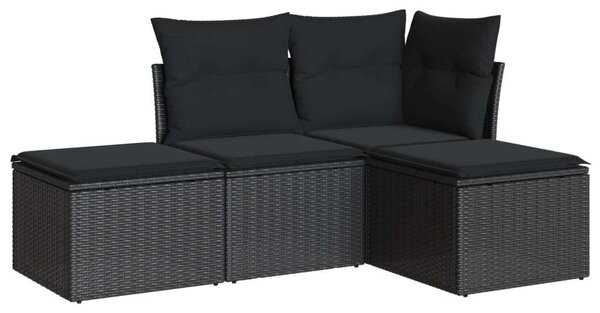 VidaXL Polyrattan Kerti Ülőgarnitúra - 4 részes - Fekete
