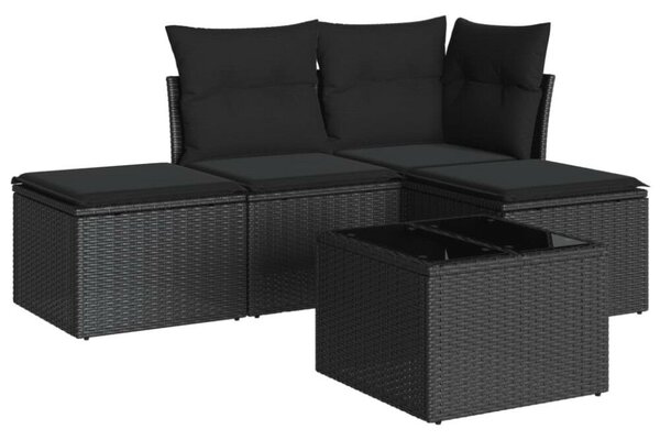 VidaXL Polyrattan Kerti Ülőgarnitúra - 4 részes - Fekete