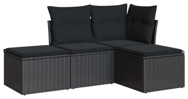 VidaXL Polyrattan Kerti Ülőgarnitúra - 4 részes - Fekete