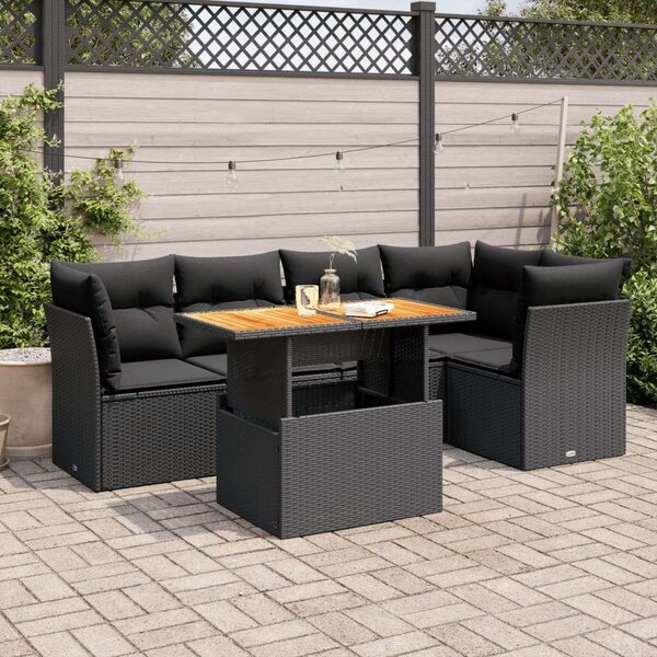 VidaXL Polyrattan Kerti Ülőgarnitúra - 6 részes - Fekete