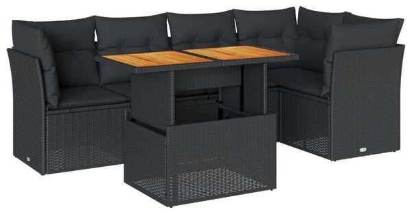VidaXL Polyrattan Kerti Ülőgarnitúra - 6 részes - Fekete