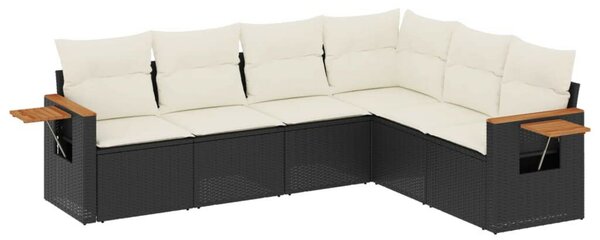 VidaXL Polyrattan Kerti Ülőgarnitúra - 6 részes - Fekete