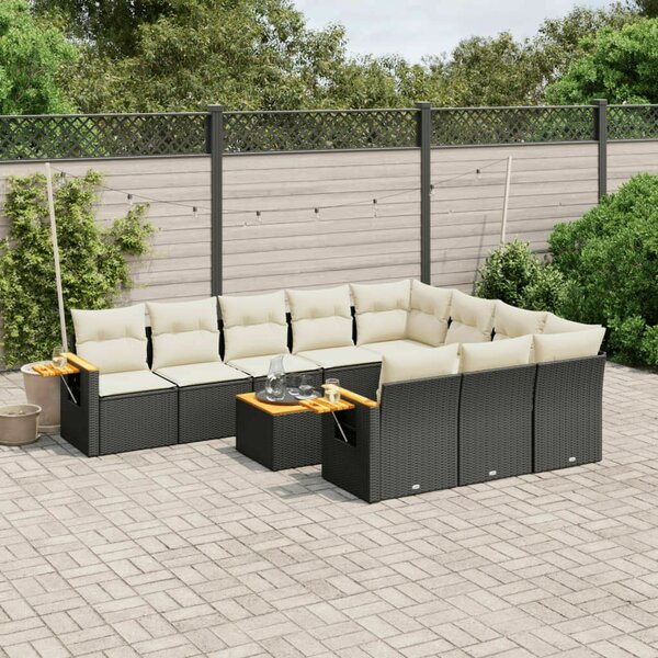 VidaXL Polyrattan Kerti Ülőgarnitúra - 11 részes - Fekete