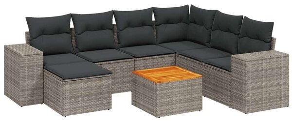 VidaXL 8-részes szürke polyrattan kerti ülőgarnitúra párnákkal