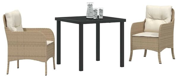 Kert étkező szett párnával 3 pcs Bézs polirattan