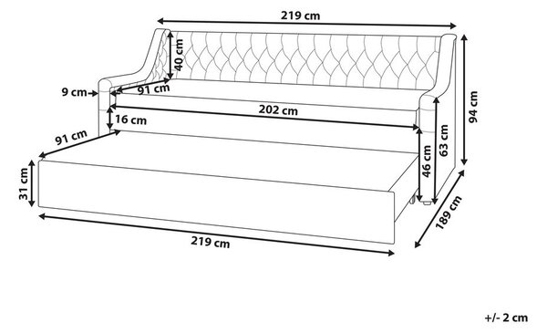 Kihúzható heverő Bársony MONTARGIS 90 x 200 cm Tengerészkék