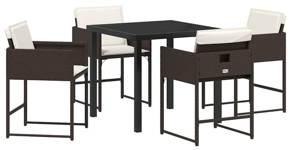 Kert étkező szett párnával 5 pcs Barna polirattan