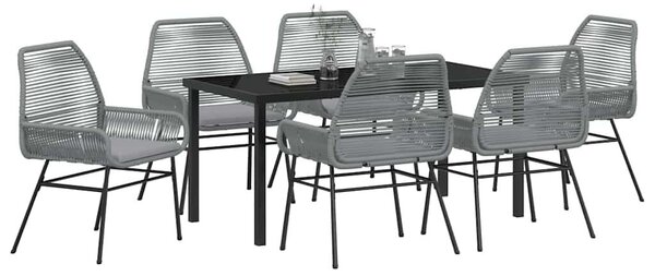 Kert étkező szett párnával 7 pcs Szürke polirattan
