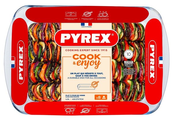 Pyrex üveg sütőedény 4,9 l, 40 x 27 x 7 cm, L