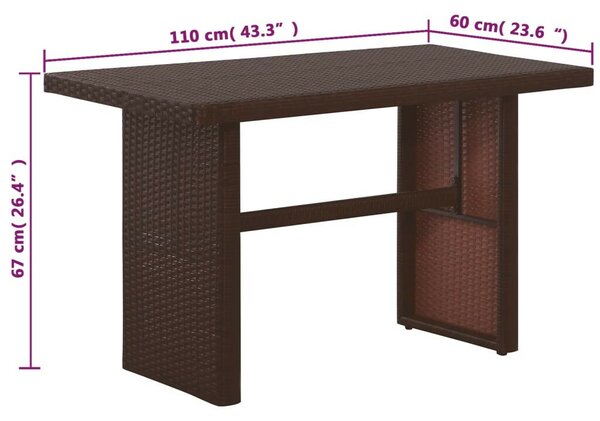 3 darabos barna polyrattan bisztrószett párnákkal