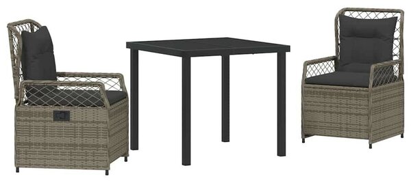 Kert étkező szett 3 pcs Szürke polirattan
