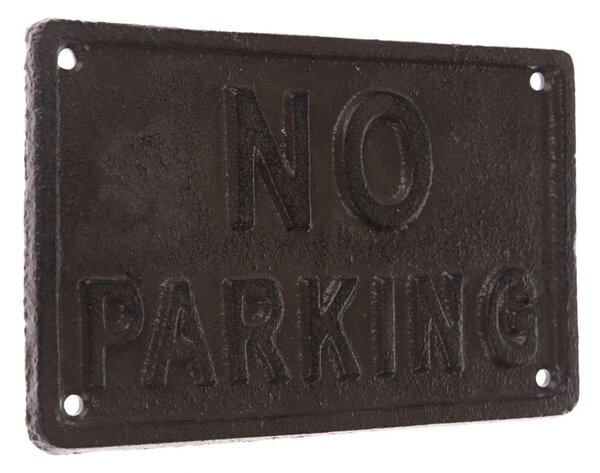 Öntöttvas fali dekoráció "NO PARKING" fekete, 11 x18 cm