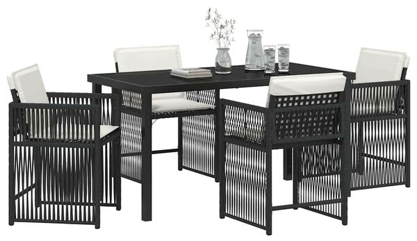 Kert étkező szett 5 pcs Fekete polirattan