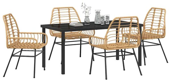 Kert étkező szett 5 pcs Barna polirattan