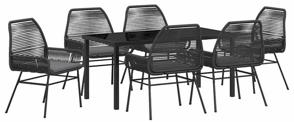 Kert étkező szett párnával 7 pcs Fekete polirattan