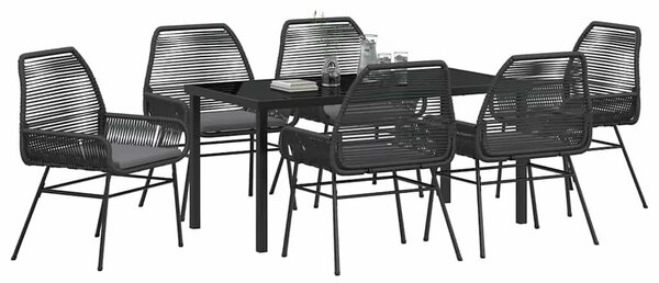 Kert étkező szett párnával 7 pcs Fekete polirattan