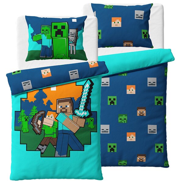 Gyermek ágynemű Minecraft Alex és Steve , 140 x200 cm, 70 x 90 cm, 140 x 200 cm, 70 x 90 cm